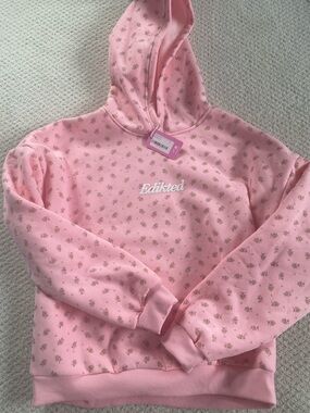 NWT Edikted Pink Hoodie with Tiny Floral Print, size L